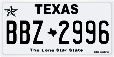 TX license plate BBZ2996