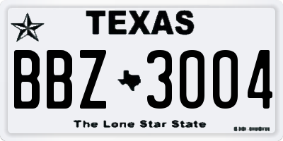 TX license plate BBZ3004