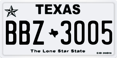 TX license plate BBZ3005