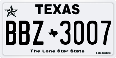 TX license plate BBZ3007