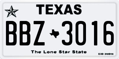 TX license plate BBZ3016