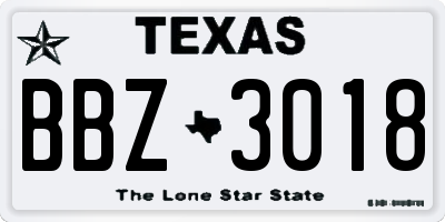 TX license plate BBZ3018