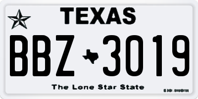 TX license plate BBZ3019