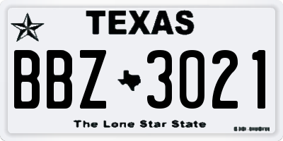 TX license plate BBZ3021