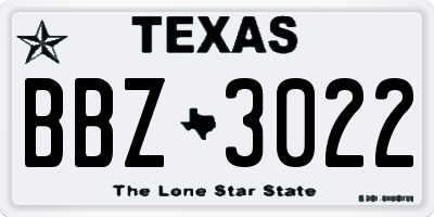 TX license plate BBZ3022