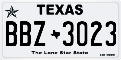 TX license plate BBZ3023