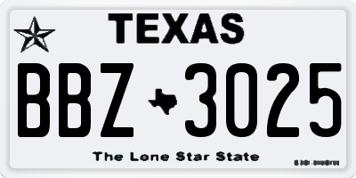 TX license plate BBZ3025