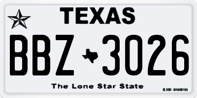 TX license plate BBZ3026