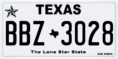 TX license plate BBZ3028