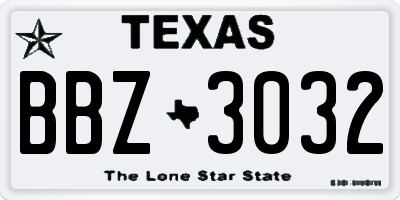 TX license plate BBZ3032