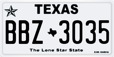 TX license plate BBZ3035