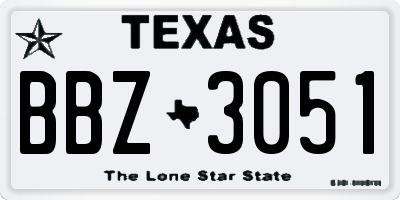 TX license plate BBZ3051