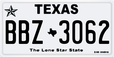 TX license plate BBZ3062