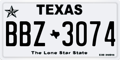 TX license plate BBZ3074