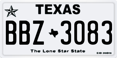 TX license plate BBZ3083