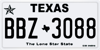 TX license plate BBZ3088
