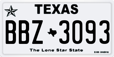 TX license plate BBZ3093