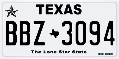 TX license plate BBZ3094