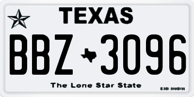 TX license plate BBZ3096