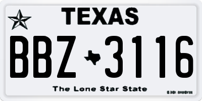 TX license plate BBZ3116