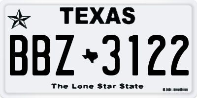 TX license plate BBZ3122