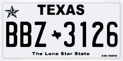 TX license plate BBZ3126