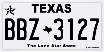 TX license plate BBZ3127