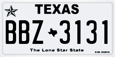 TX license plate BBZ3131