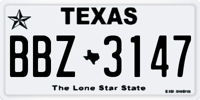 TX license plate BBZ3147