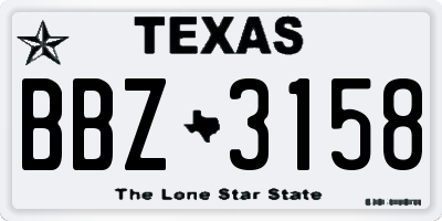 TX license plate BBZ3158