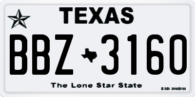 TX license plate BBZ3160