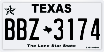 TX license plate BBZ3174
