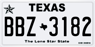 TX license plate BBZ3182