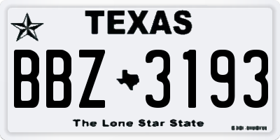 TX license plate BBZ3193