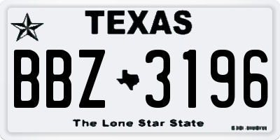 TX license plate BBZ3196