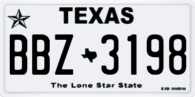 TX license plate BBZ3198