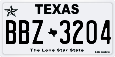 TX license plate BBZ3204