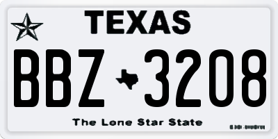 TX license plate BBZ3208
