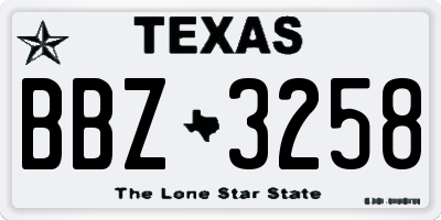 TX license plate BBZ3258