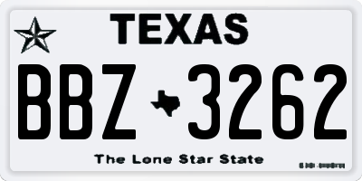 TX license plate BBZ3262