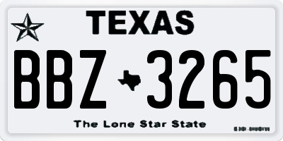 TX license plate BBZ3265