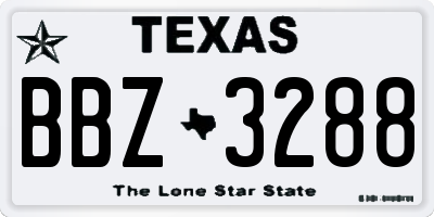 TX license plate BBZ3288