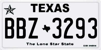 TX license plate BBZ3293