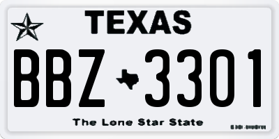 TX license plate BBZ3301