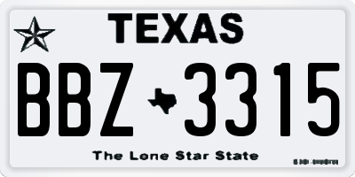 TX license plate BBZ3315