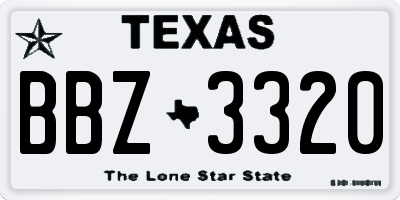 TX license plate BBZ3320