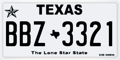 TX license plate BBZ3321