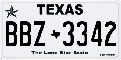 TX license plate BBZ3342