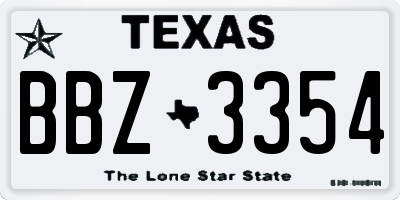TX license plate BBZ3354