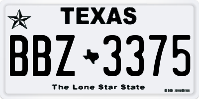 TX license plate BBZ3375